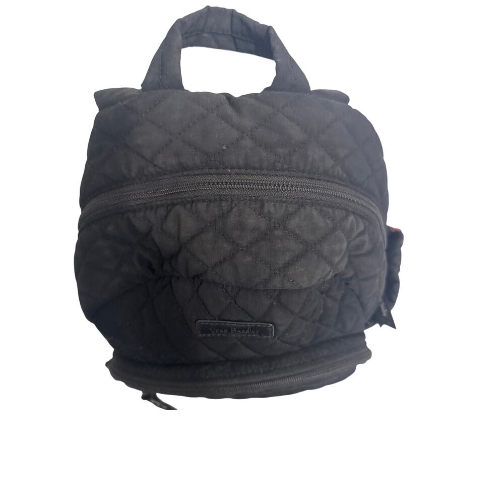 Vera Bradley Microfiber Small Backpack True Black Diamond Quilted School Travel - Picture 4 of 11